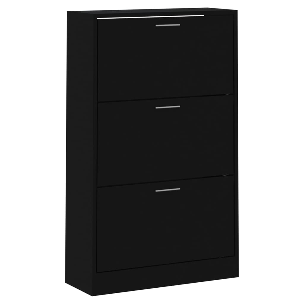 Schoenenkast 63x24x103 cm bewerkt hout zwart Schoenenrekken | Creëer jouw Trendy Thuis | Gratis bezorgd & Retour | Trendy.nl