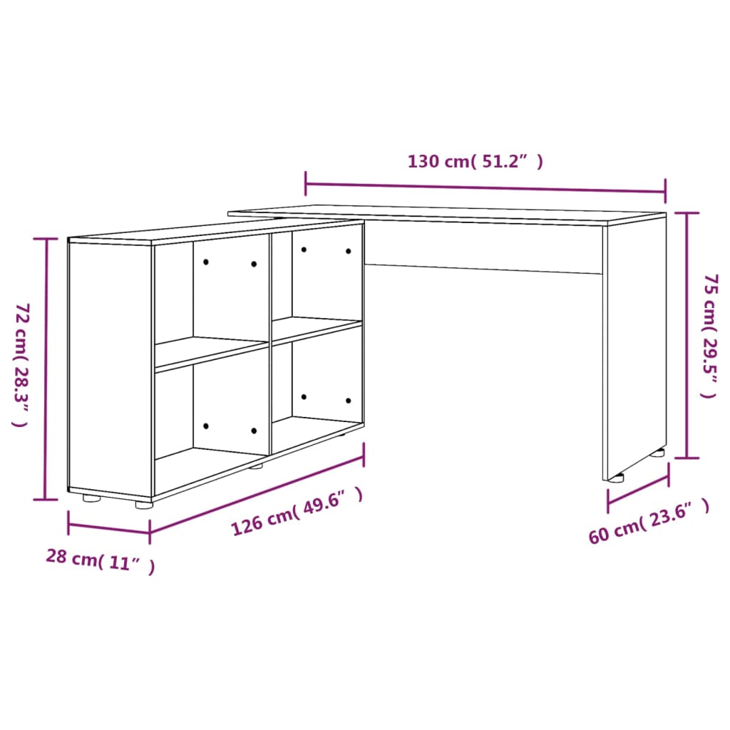 Hoekbureau bewerkt hout zwart Bureaus | Creëer jouw Trendy Thuis | Gratis bezorgd & Retour | Trendy.nl