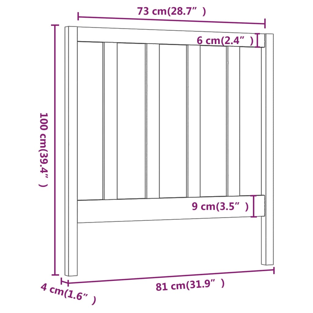 Hoofdbord 81x4x100 cm massief grenenhout grijs Hoofdborden en voetborden | Creëer jouw Trendy Thuis | Gratis bezorgd & Retour | Trendy.nl