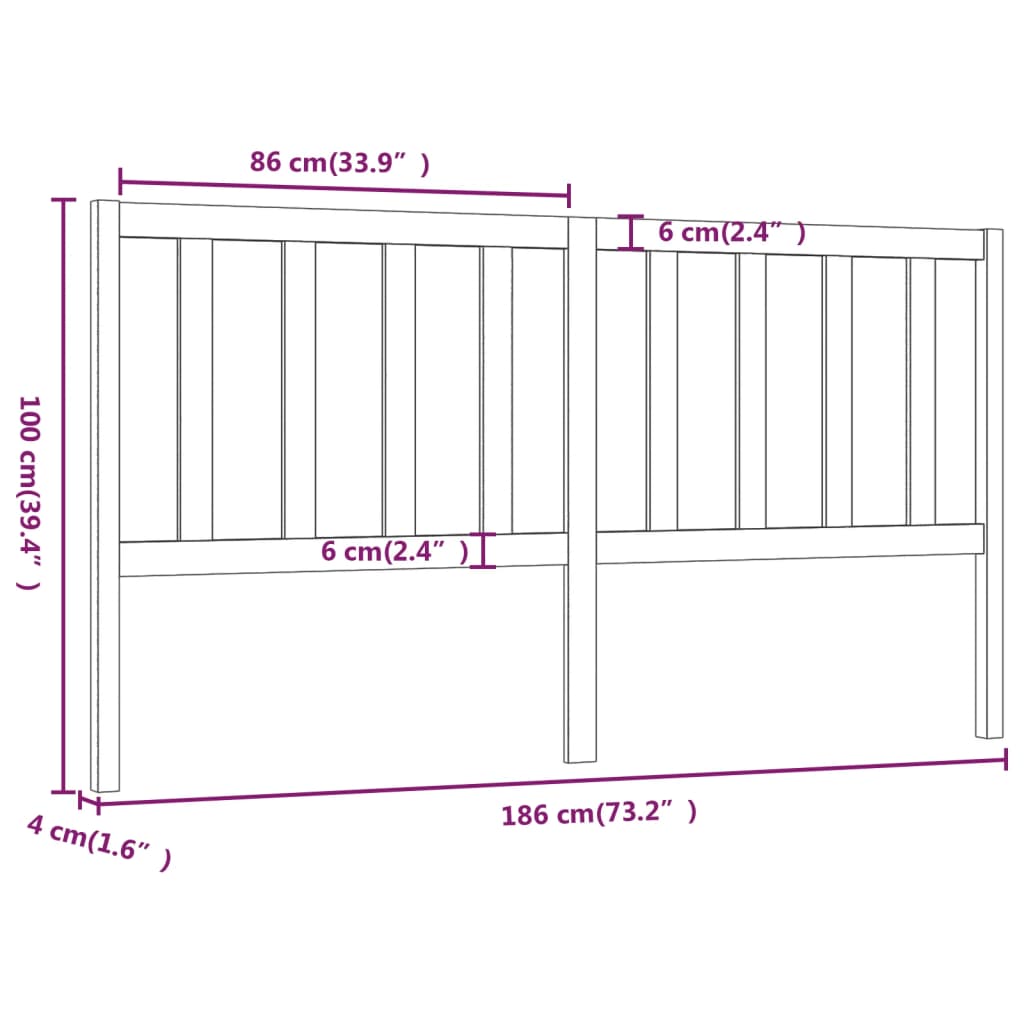 Hoofdbord 186x4x100 cm massief grenenhout Hoofdborden en voetborden | Creëer jouw Trendy Thuis | Gratis bezorgd & Retour | Trendy.nl