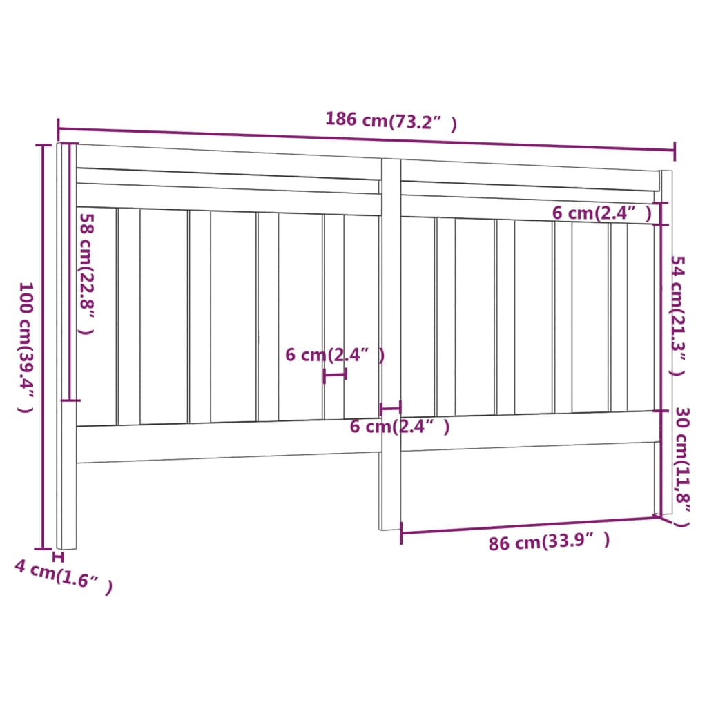 Hoofdbord 186x4x100 cm massief grenenhout honingbruin Hoofdborden en voetborden | Creëer jouw Trendy Thuis | Gratis bezorgd & Retour | Trendy.nl