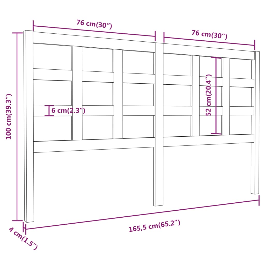 Hoofdbord 165,5x4x100 cm massief grenenhout grijs Hoofdborden en voetborden | Creëer jouw Trendy Thuis | Gratis bezorgd & Retour | Trendy.nl