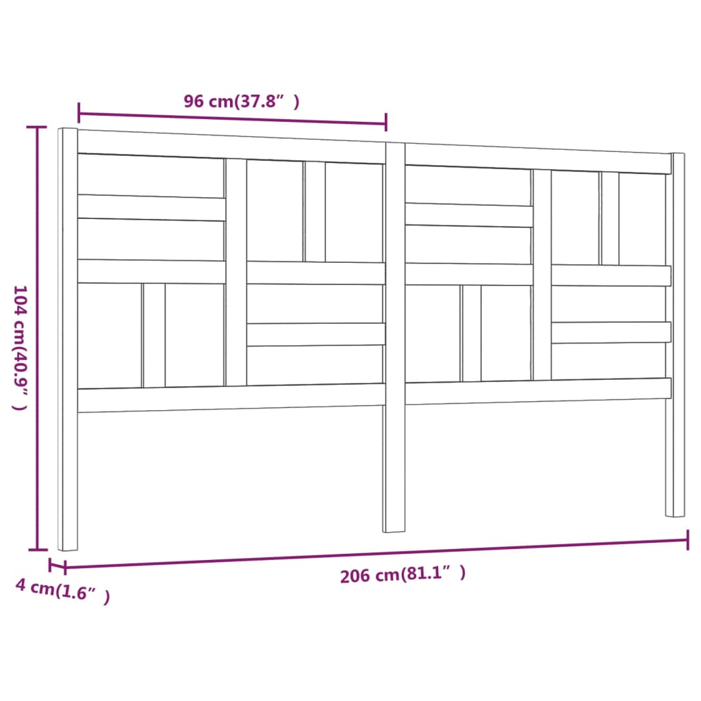 Hoofdbord 206x4x104 cm massief grenenhout honingbruin Hoofdborden en voetborden | Creëer jouw Trendy Thuis | Gratis bezorgd & Retour | Trendy.nl