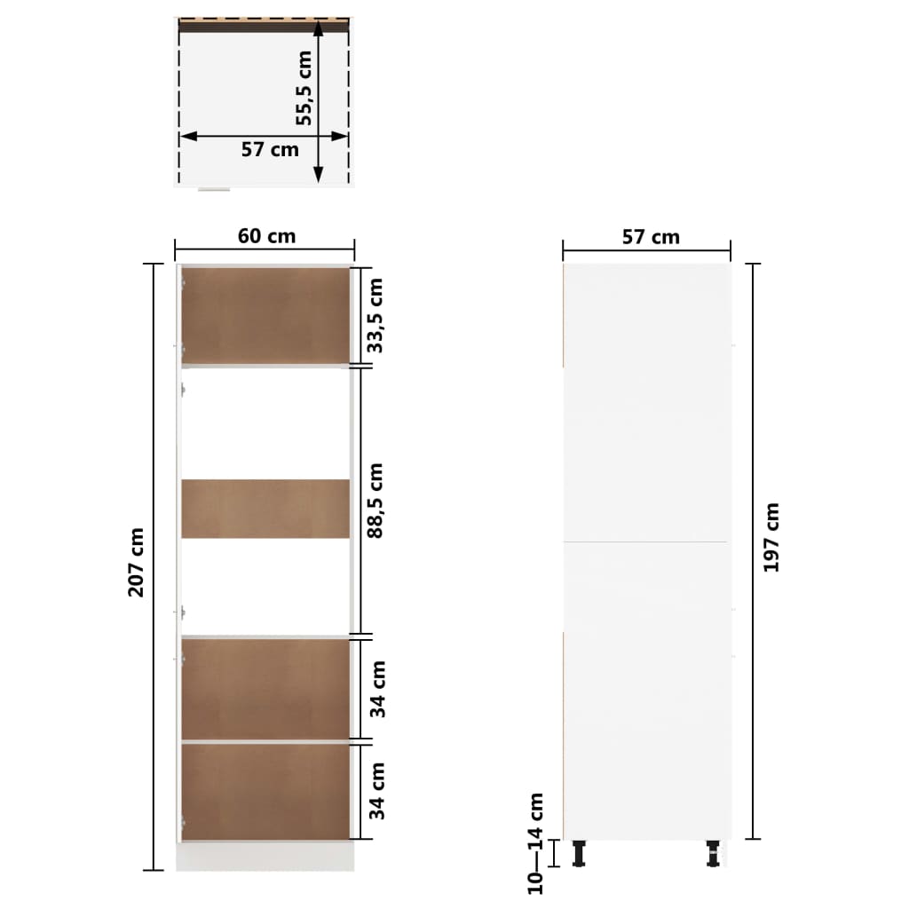 Koelkastkast 60x57x207 cm bewerkt hout gerookt eikenkleurig Keukenkasten | Creëer jouw Trendy Thuis | Gratis bezorgd & Retour | Trendy.nl