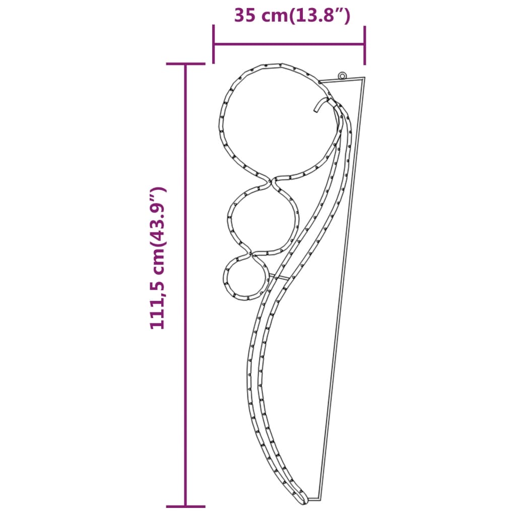 Lichtkabels 2 st balvormig warmwit 115,5x35x4,5 cm Kerstverlichting | Creëer jouw Trendy Thuis | Gratis bezorgd & Retour | Trendy.nl