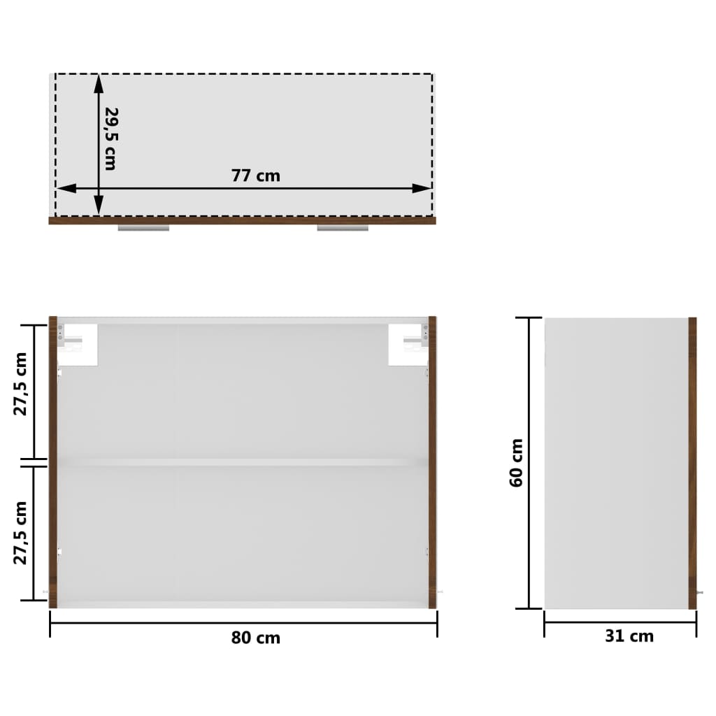 Hangkast 80x31x60 cm bewerkt hout bruin eikenkleurig Keukenkasten | Creëer jouw Trendy Thuis | Gratis bezorgd & Retour | Trendy.nl