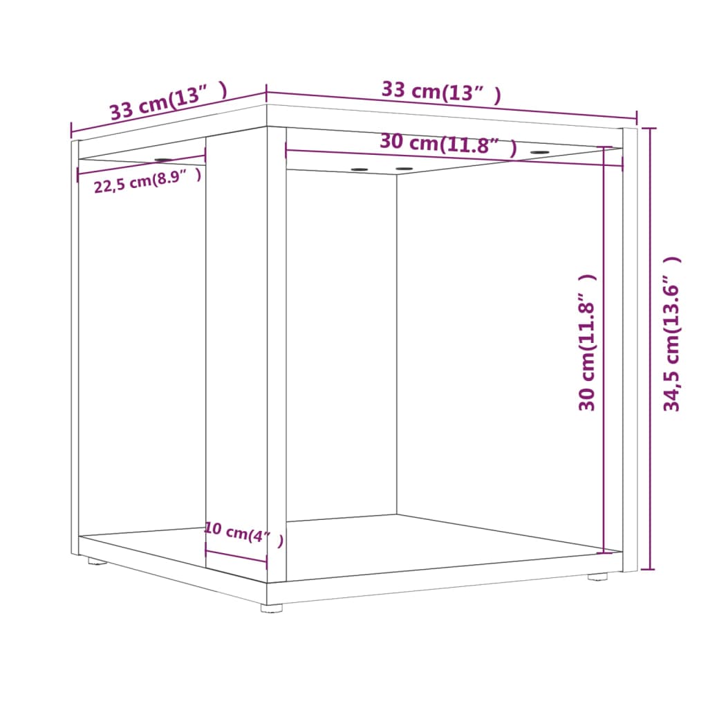 Bijzettafel 33x33x34,5 cm bewerkt hout gerookt eikenkleurig Bijzettafels | Creëer jouw Trendy Thuis | Gratis bezorgd & Retour | Trendy.nl