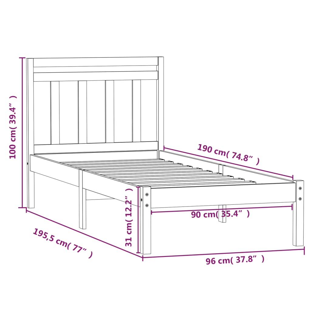 Bedframe massief hout 90x190 cm Bedden & bedframes | Creëer jouw Trendy Thuis | Gratis bezorgd & Retour | Trendy.nl