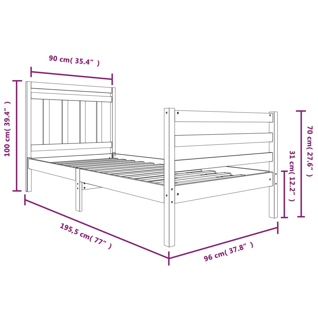 Bedframe massief hout 90x190 cm Bedden & bedframes | Creëer jouw Trendy Thuis | Gratis bezorgd & Retour | Trendy.nl