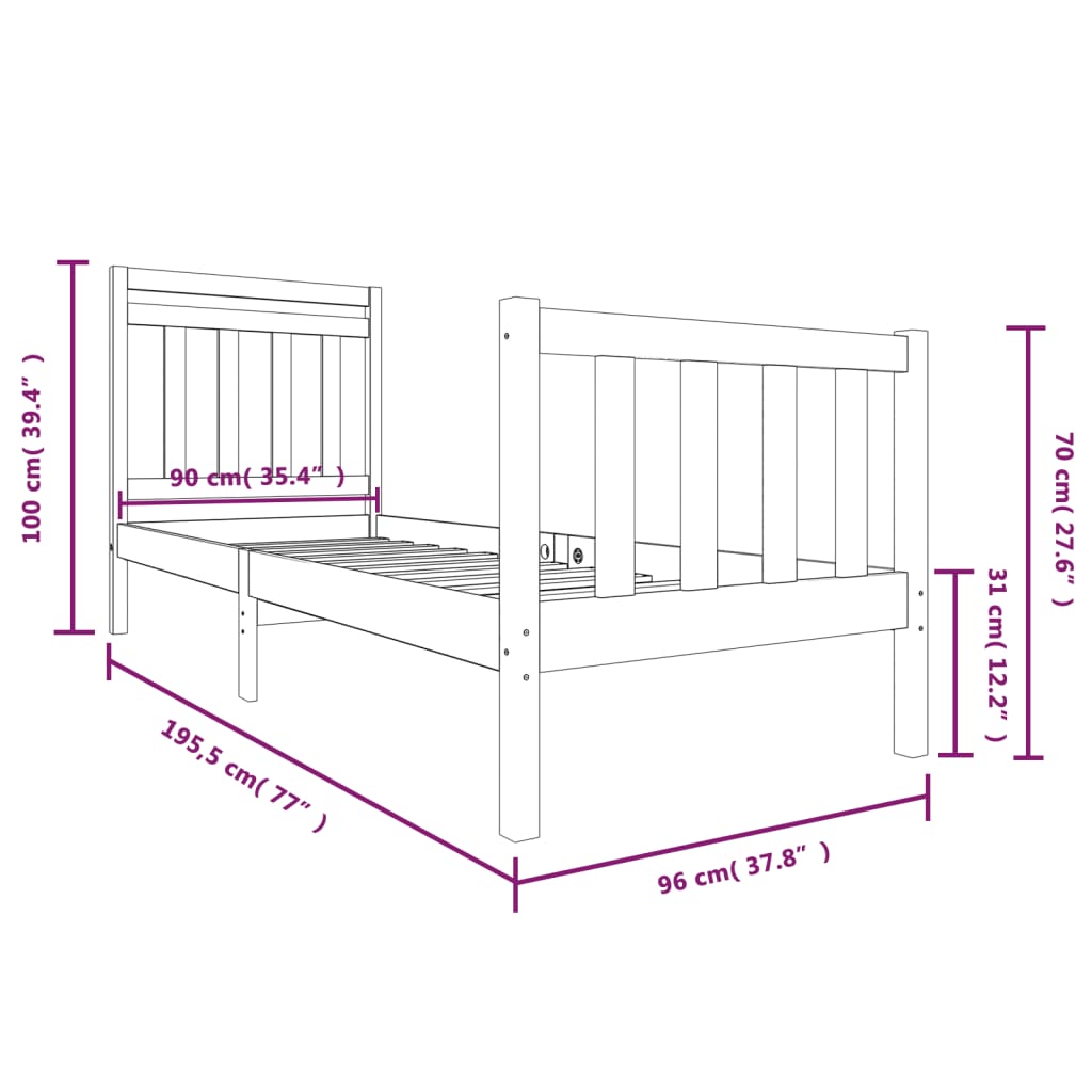 Bedframe massief hout 90x190 cm Bedden & bedframes | Creëer jouw Trendy Thuis | Gratis bezorgd & Retour | Trendy.nl