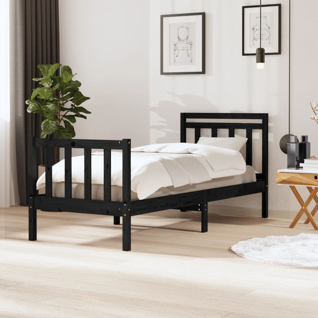 Bedframe massief hout zwart 90x190 cm 3FT6 Single Bedden & bedframes | Creëer jouw Trendy Thuis | Gratis bezorgd & Retour | Trendy.nl