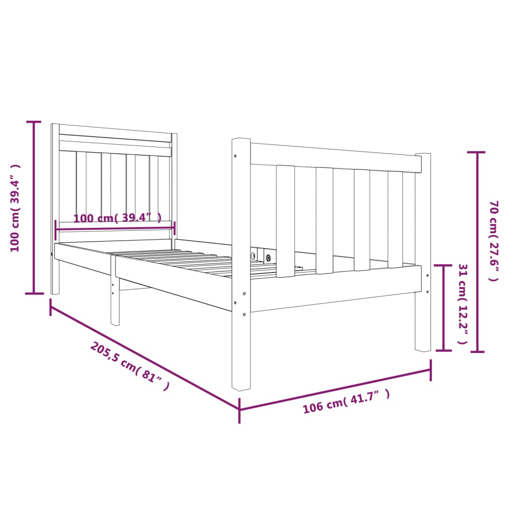 Bedframe massief hout 100x200 cm Bedden & bedframes | Creëer jouw Trendy Thuis | Gratis bezorgd & Retour | Trendy.nl