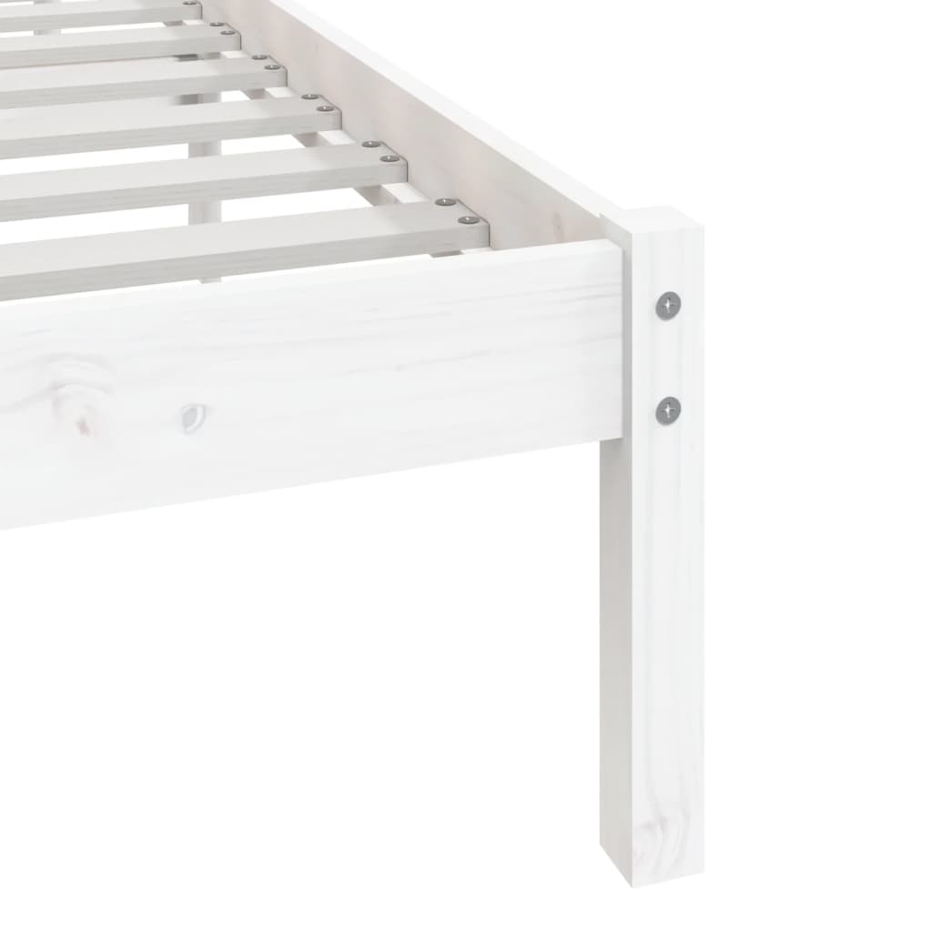 Bedframe zonder matras massief grenenhout wit 135x190 cm