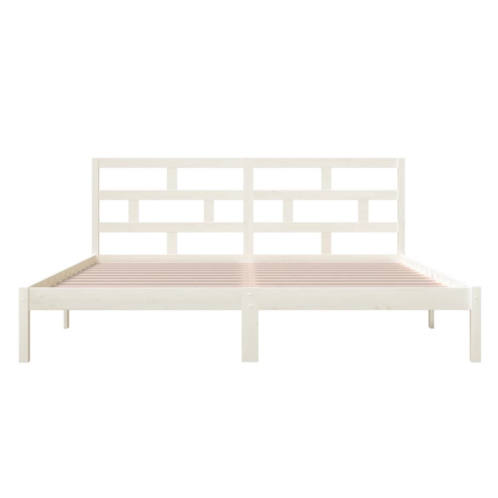 Bedframe massief hout wit 135x190 cm