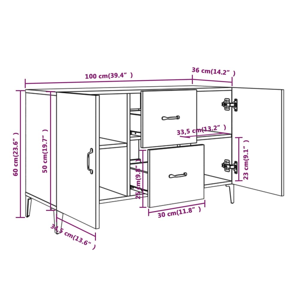 Dressoir 100x36x60 cm bewerkt hout wit Dressoirs & buffetkasten | Creëer jouw Trendy Thuis | Gratis bezorgd & Retour | Trendy.nl