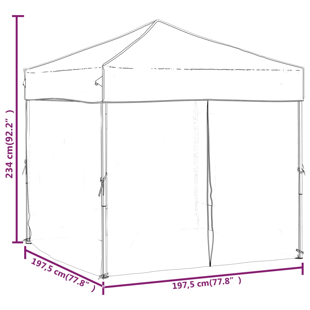 Partytent inklapbaar met zijwanden 2x2 m crèmekleurig Partytenten & prieëlen | Creëer jouw Trendy Thuis | Gratis bezorgd & Retour | Trendy.nl