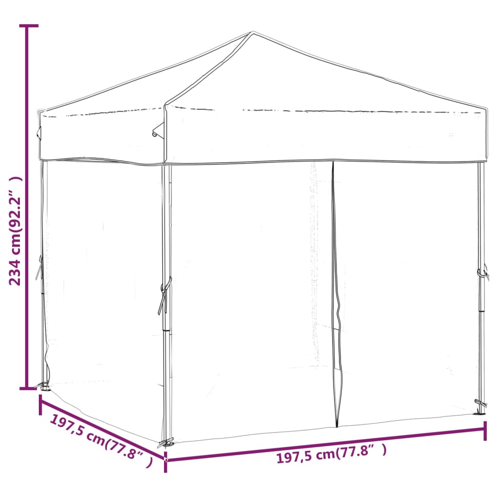 Partytent inklapbaar met zijwanden 2x2 m antracietkleurig Partytenten & prieëlen | Creëer jouw Trendy Thuis | Gratis bezorgd & Retour | Trendy.nl