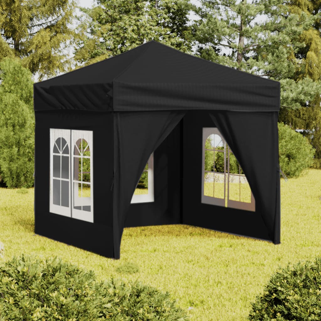 Partytent inklapbaar met zijwanden 2x2 m zwart Partytenten & prieëlen | Creëer jouw Trendy Thuis | Gratis bezorgd & Retour | Trendy.nl