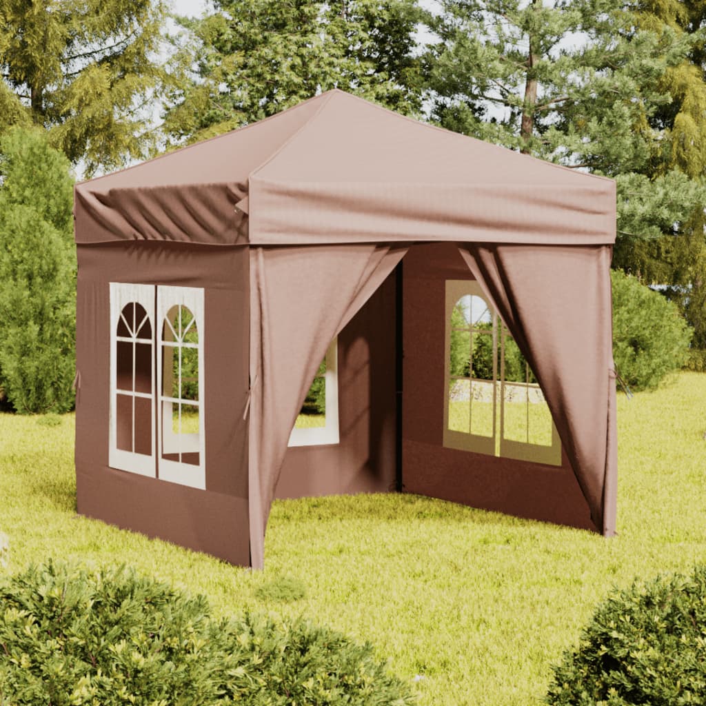 Partytent inklapbaar met zijwanden 2x2 m taupe Partytenten & prieëlen | Creëer jouw Trendy Thuis | Gratis bezorgd & Retour | Trendy.nl