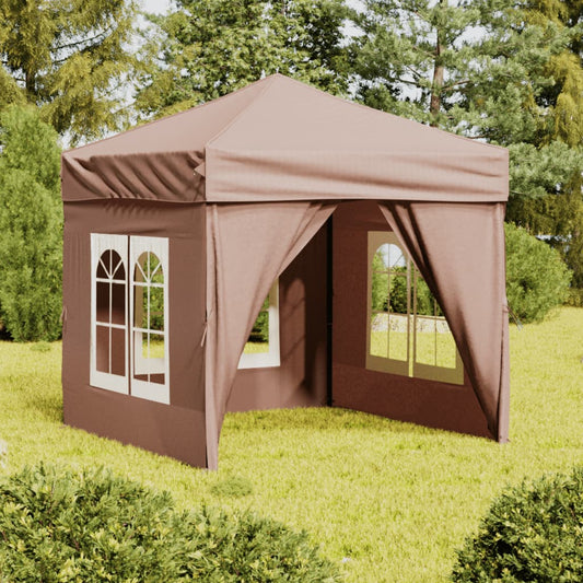 Partytent inklapbaar met zijwanden 2x2 m taupe Partytenten & prieëlen | Creëer jouw Trendy Thuis | Gratis bezorgd & Retour | Trendy.nl