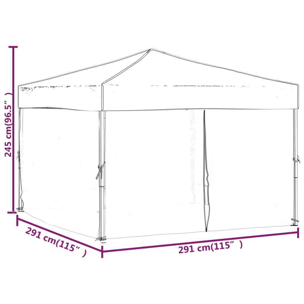 Partytent inklapbaar met zijwanden 3x3 m crèmekleurig Partytenten & prieëlen | Creëer jouw Trendy Thuis | Gratis bezorgd & Retour | Trendy.nl