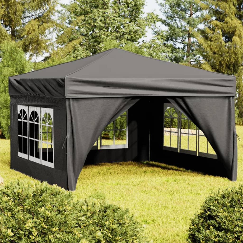 Partytent inklapbaar met zijwanden 3x3 m antracietkleurig Partytenten & prieëlen | Creëer jouw Trendy Thuis | Gratis bezorgd & Retour | Trendy.nl