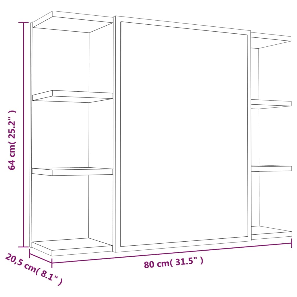 Badkamerspiegelkast 80x20,5x64 cm bewerkt hout gerookt eiken