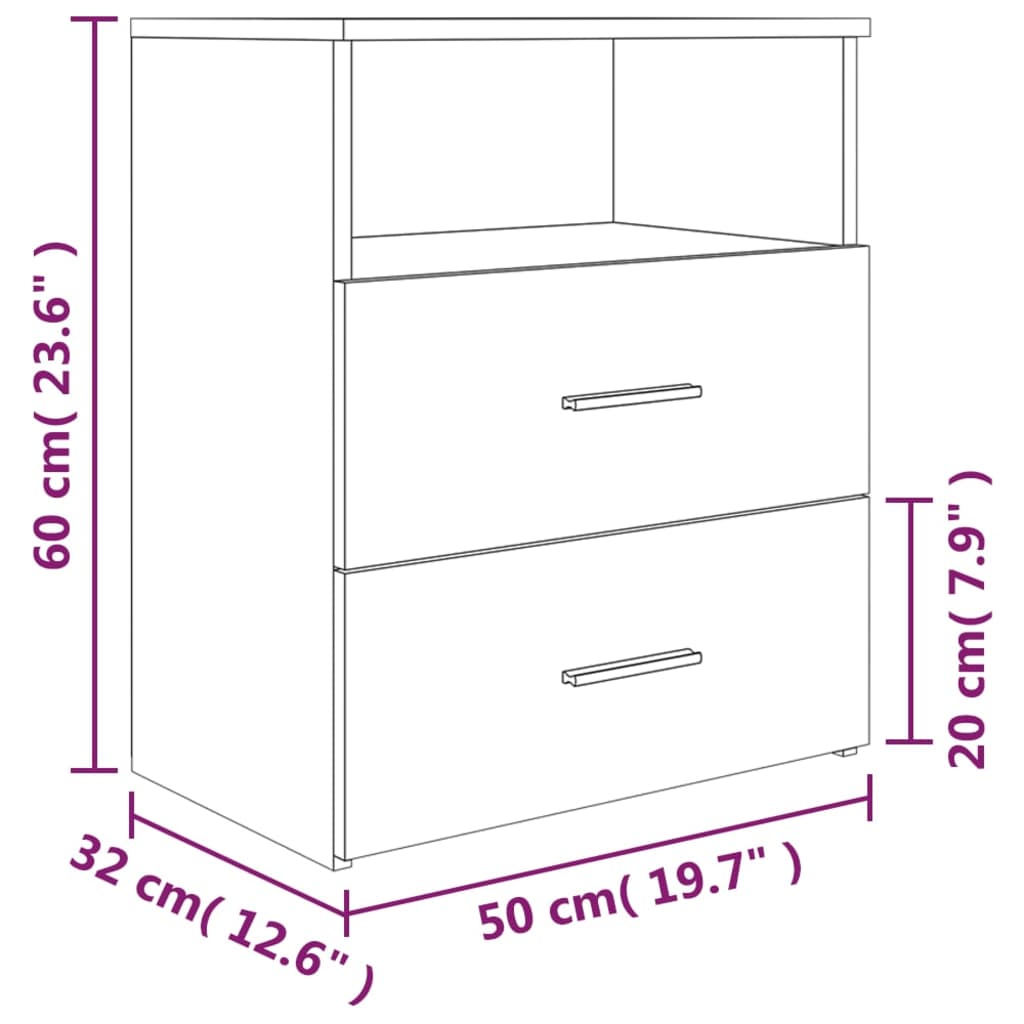 Nachtkastje 50x32x60 cm grijs sonoma eikenkleurig Nachtkastjes | Creëer jouw Trendy Thuis | Gratis bezorgd & Retour | Trendy.nl