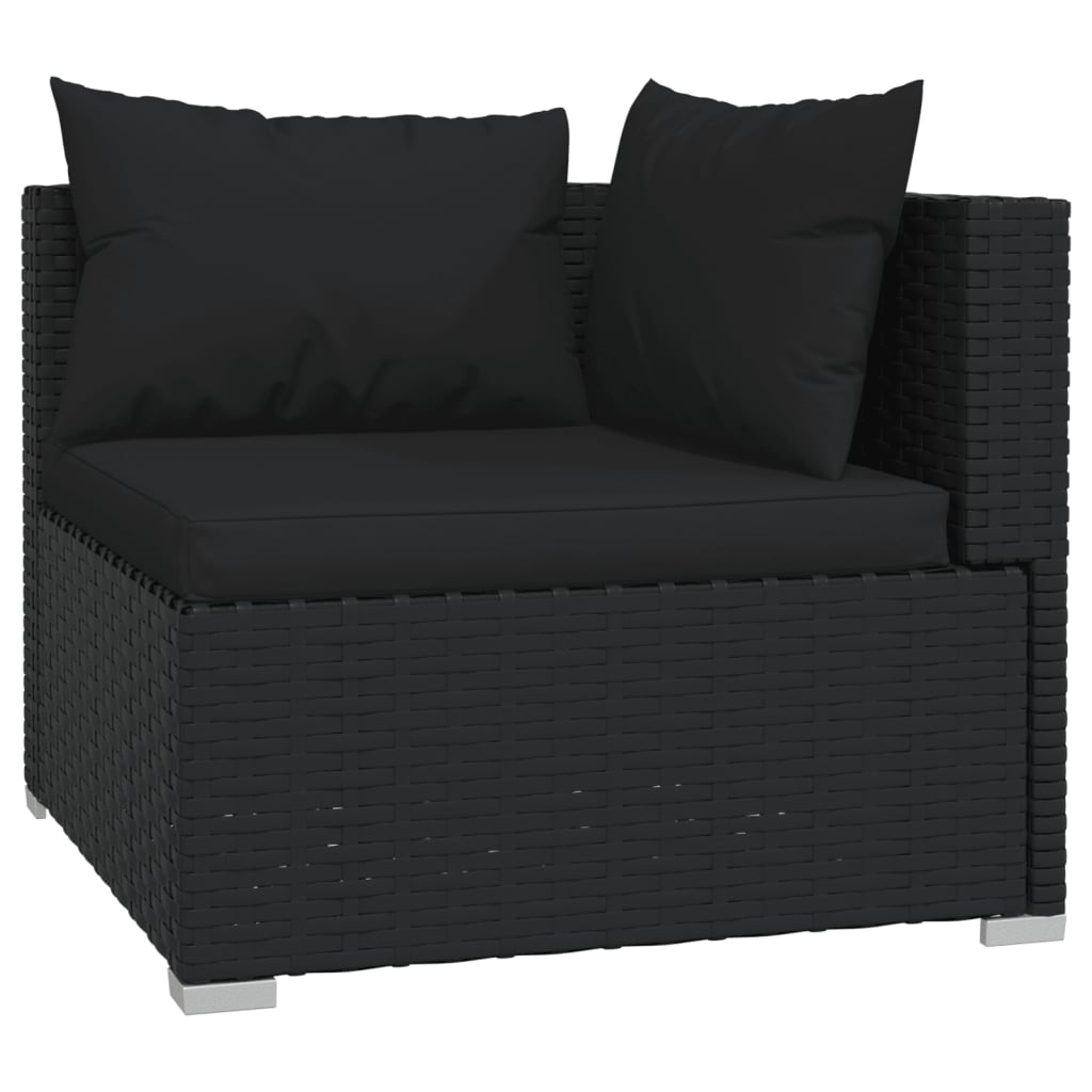 4-delige Loungeset met kussens poly rattan zwart Tuinsets | Creëer jouw Trendy Thuis | Gratis bezorgd & Retour | Trendy.nl