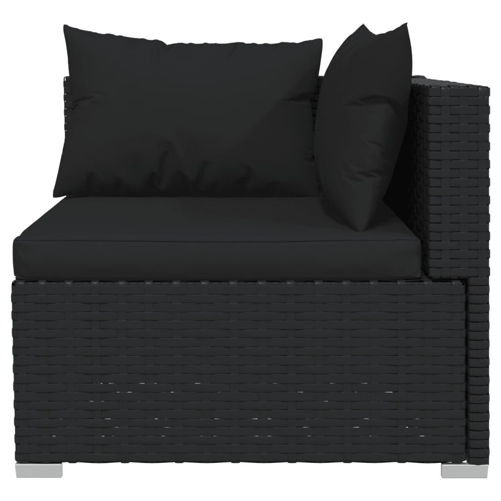 4-delige Loungeset met kussens poly rattan zwart Tuinsets | Creëer jouw Trendy Thuis | Gratis bezorgd & Retour | Trendy.nl