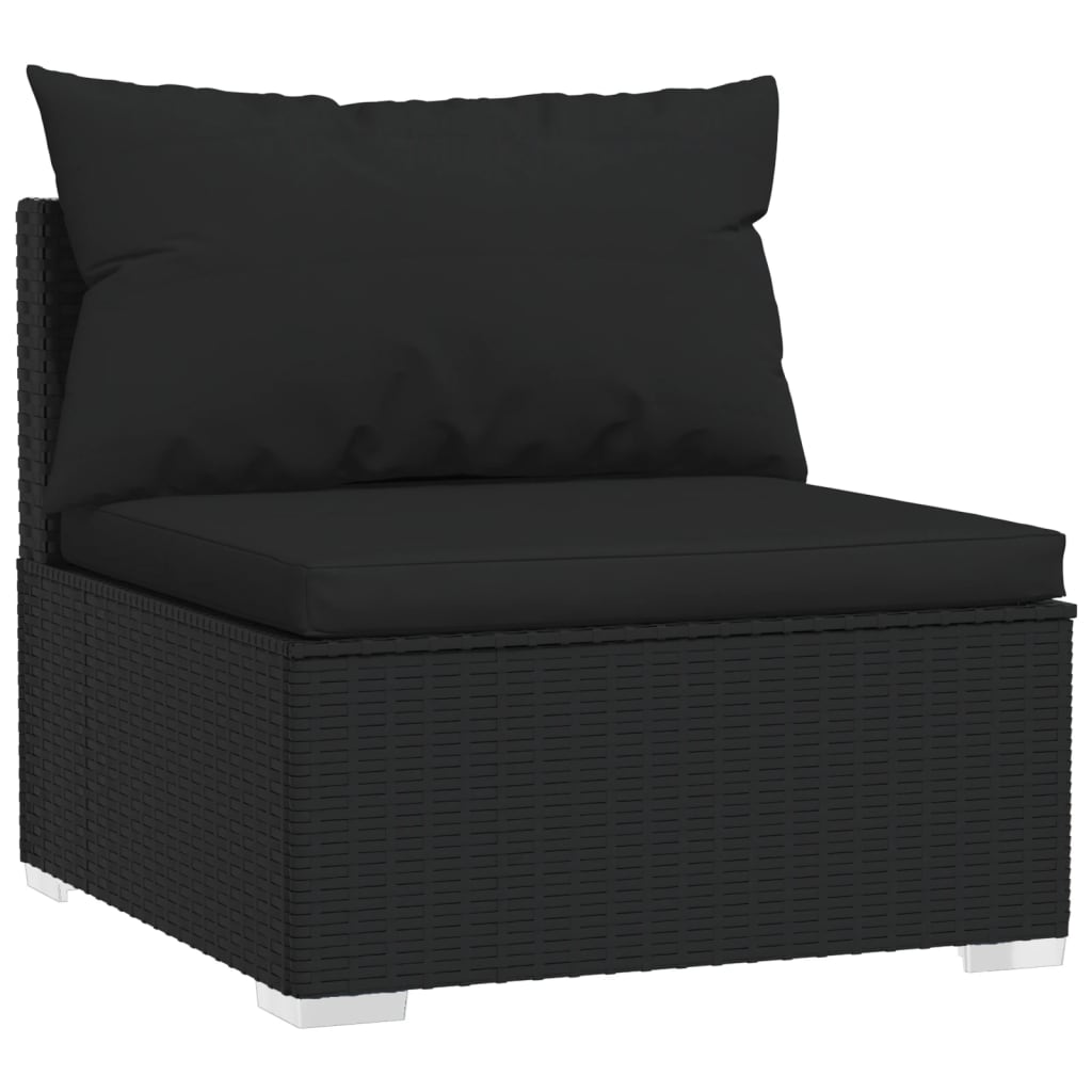 4-delige Loungeset met kussens poly rattan zwart Tuinsets | Creëer jouw Trendy Thuis | Gratis bezorgd & Retour | Trendy.nl