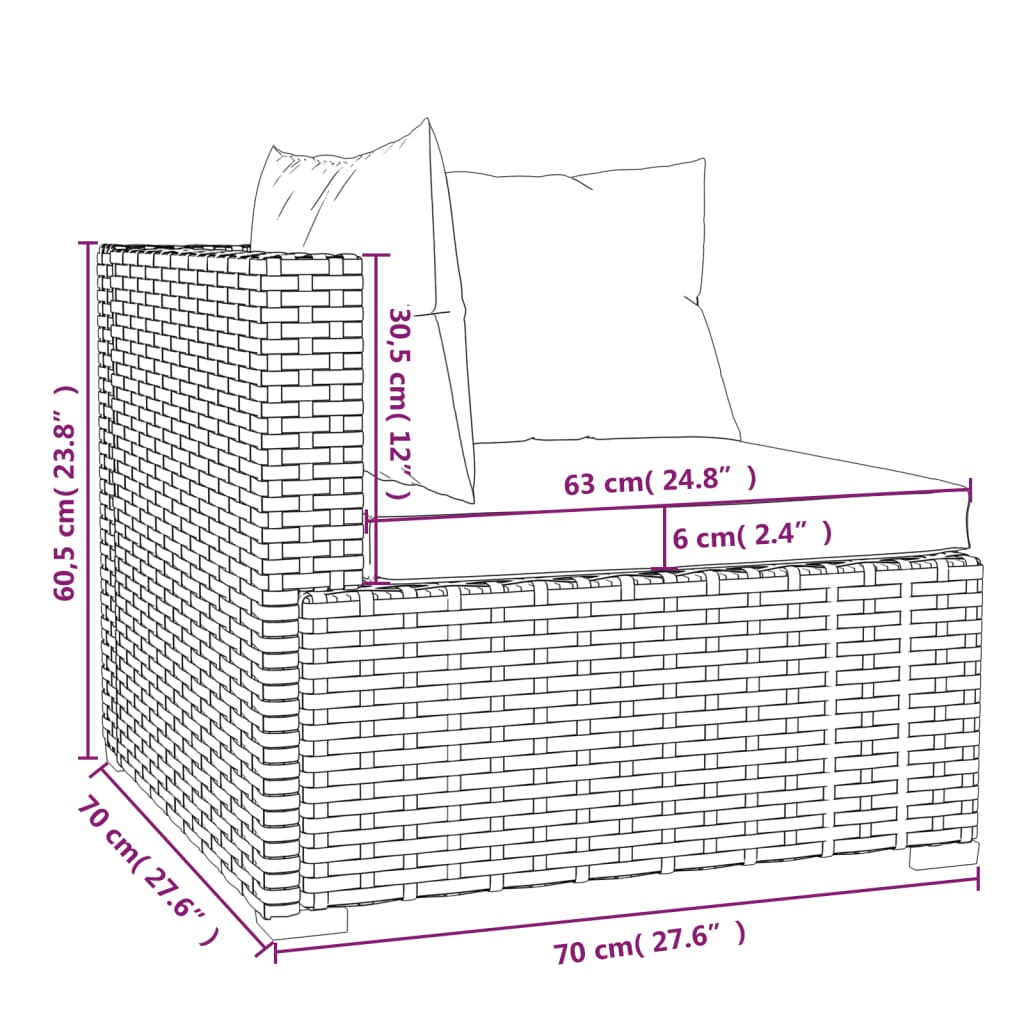 4-delige Loungeset met kussens poly rattan zwart Tuinsets | Creëer jouw Trendy Thuis | Gratis bezorgd & Retour | Trendy.nl