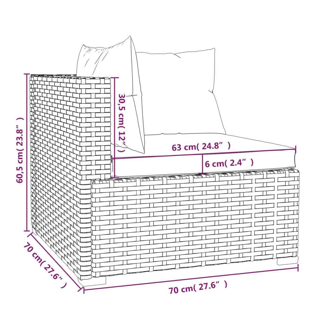 8-delige Loungeset met kussens poly rattan zwart Tuinsets | Creëer jouw Trendy Thuis | Gratis bezorgd & Retour | Trendy.nl