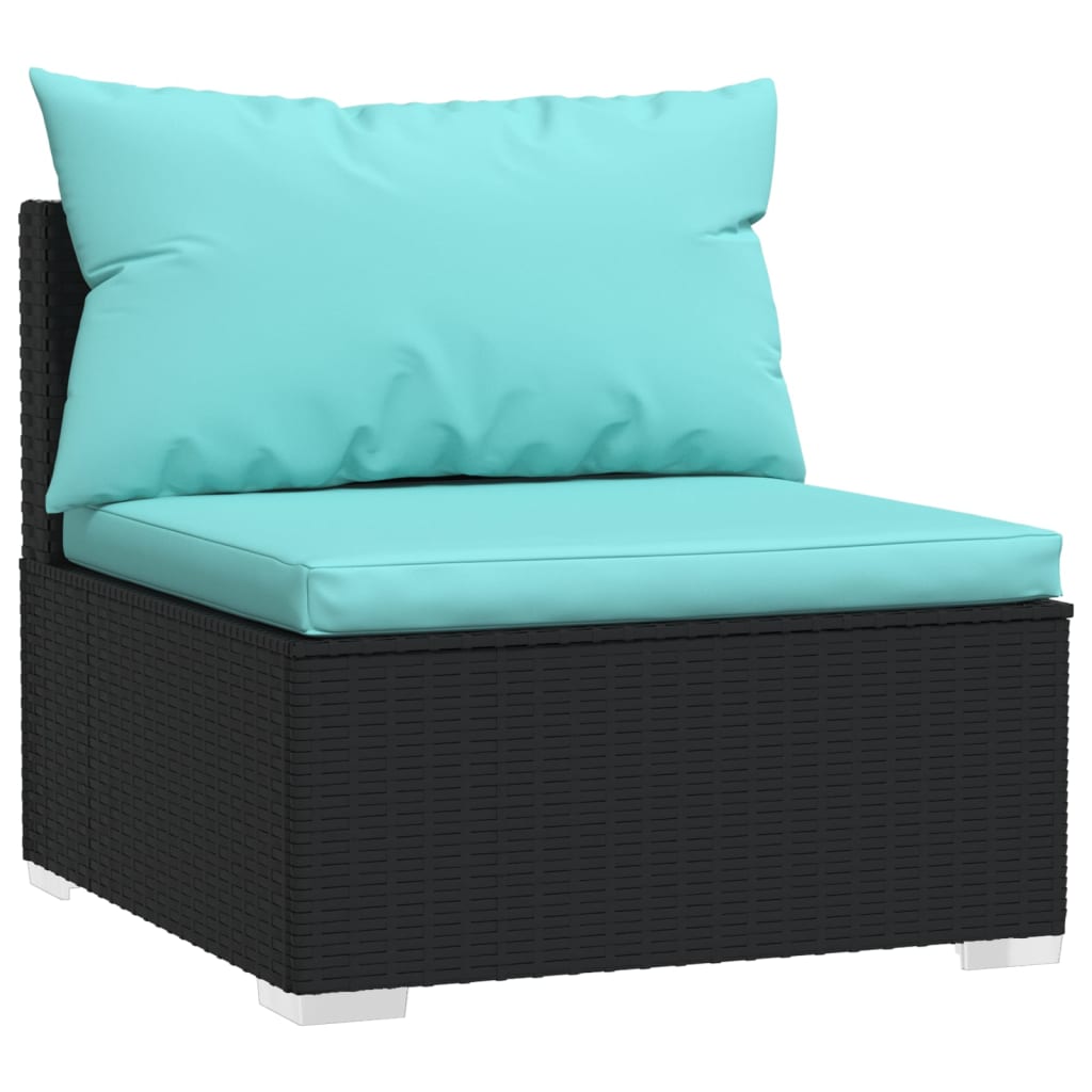 5-delige Loungeset met kussens poly rattan zwart Tuinsets | Creëer jouw Trendy Thuis | Gratis bezorgd & Retour | Trendy.nl