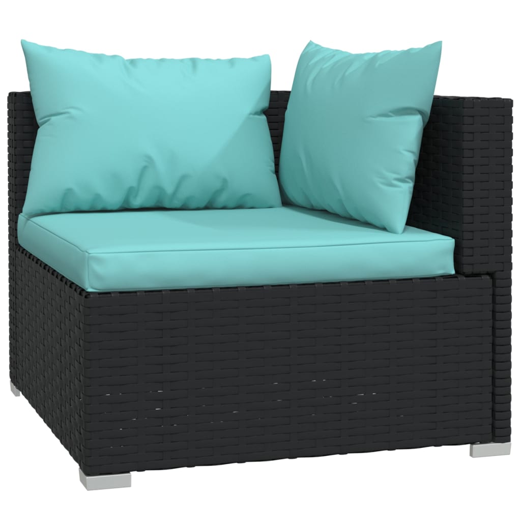 5-delige Loungeset met kussens poly rattan zwart Tuinsets | Creëer jouw Trendy Thuis | Gratis bezorgd & Retour | Trendy.nl