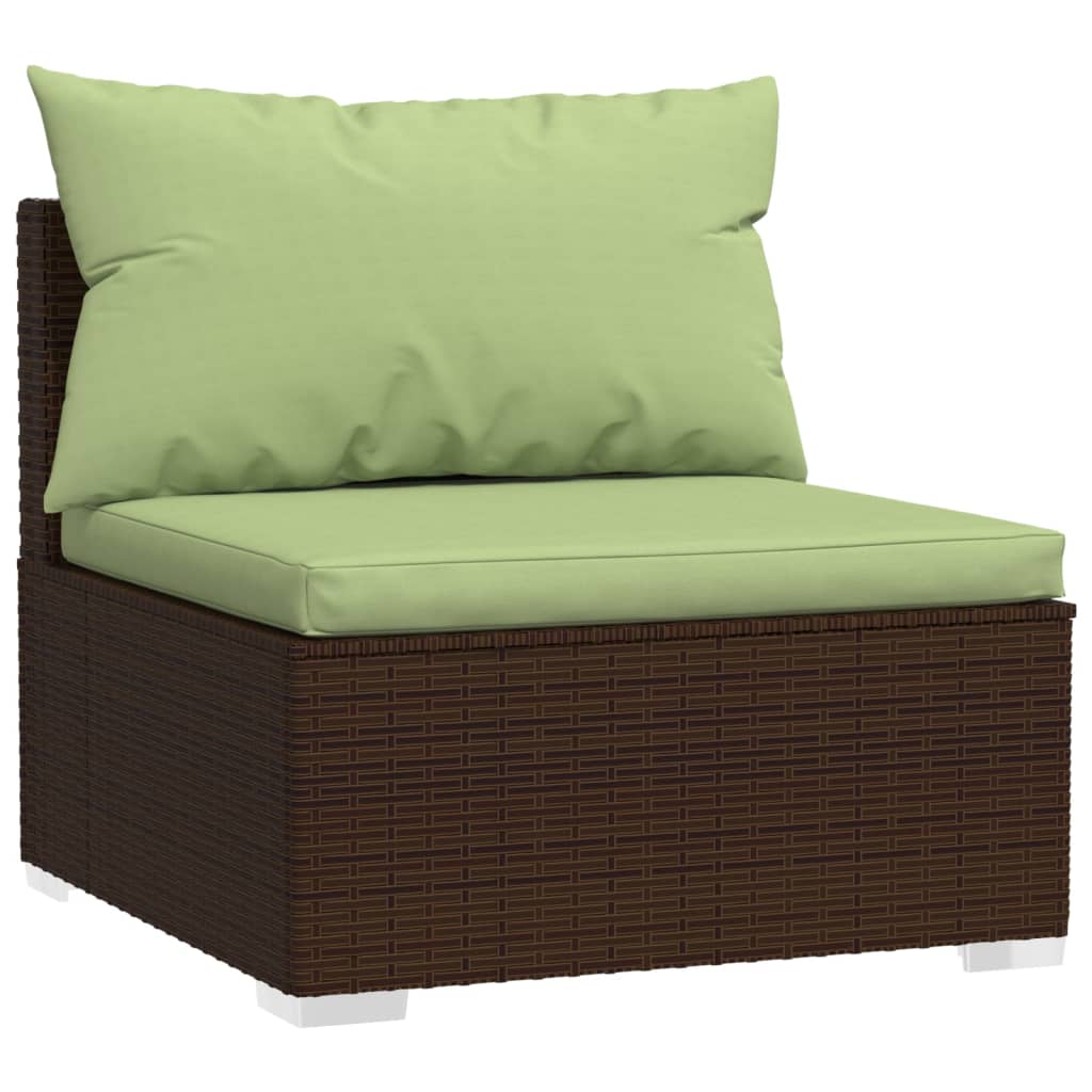 6-delige Loungeset met kussens poly rattan bruin