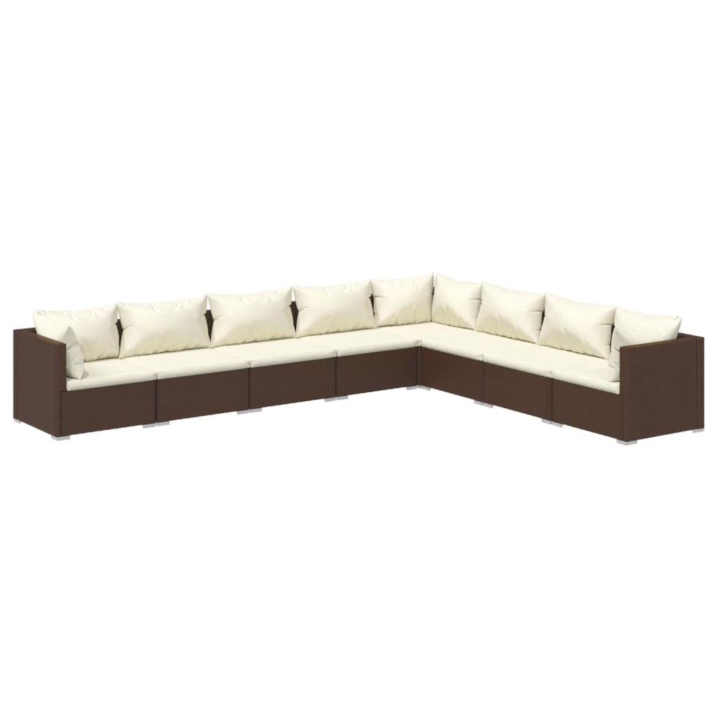 8-delige Loungeset met kussens poly rattan bruin Tuinsets | Creëer jouw Trendy Thuis | Gratis bezorgd & Retour | Trendy.nl