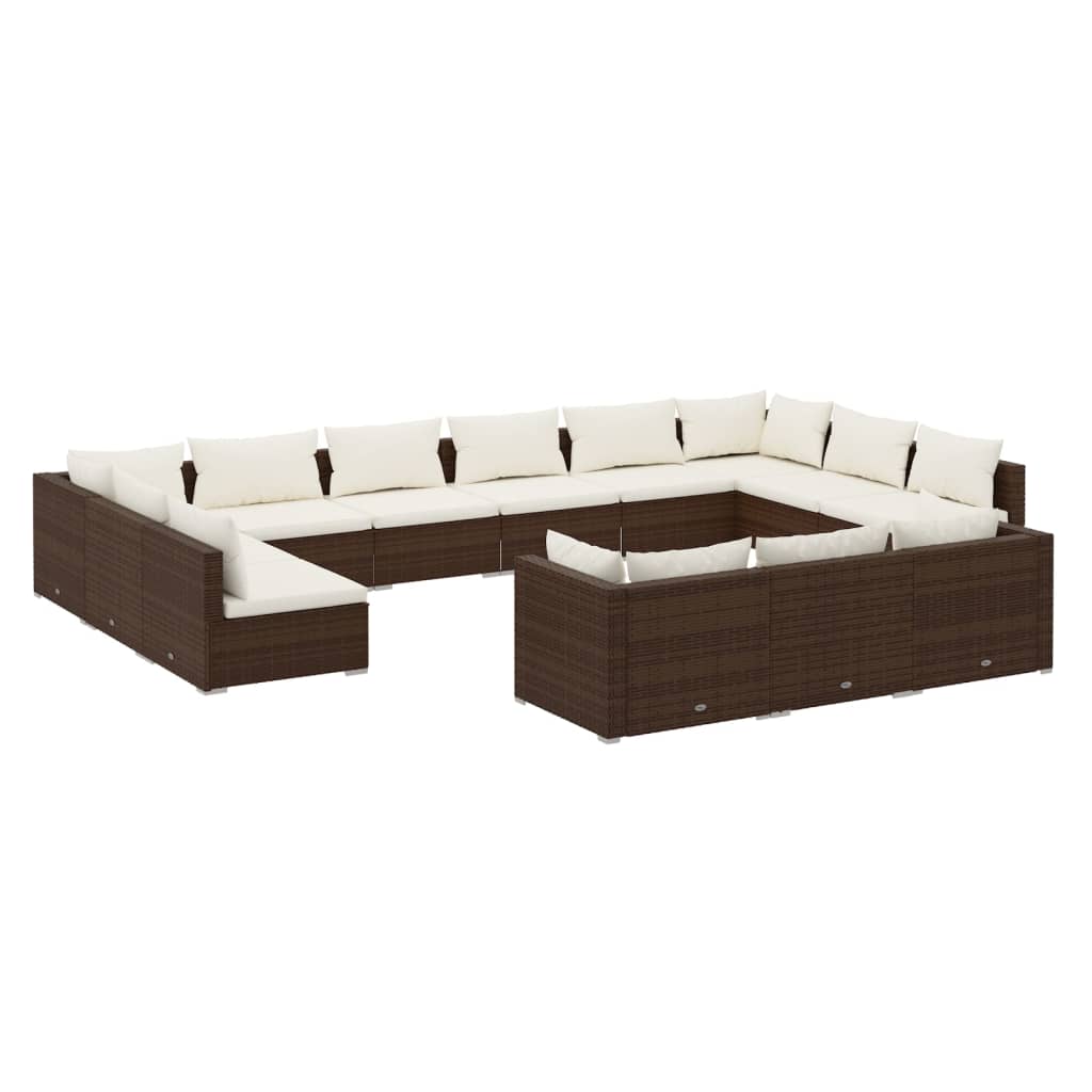 13-delige Loungeset met kussens poly rattan bruin Tuinsets | Creëer jouw Trendy Thuis | Gratis bezorgd & Retour | Trendy.nl