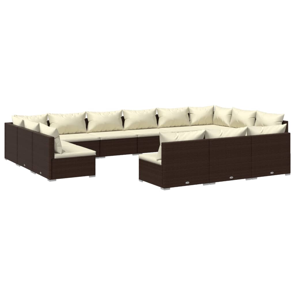 13-delige Loungeset met kussens poly rattan bruin Tuinsets | Creëer jouw Trendy Thuis | Gratis bezorgd & Retour | Trendy.nl