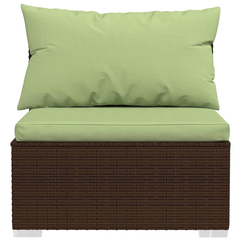 6-delige Loungeset met kussens poly rattan bruin