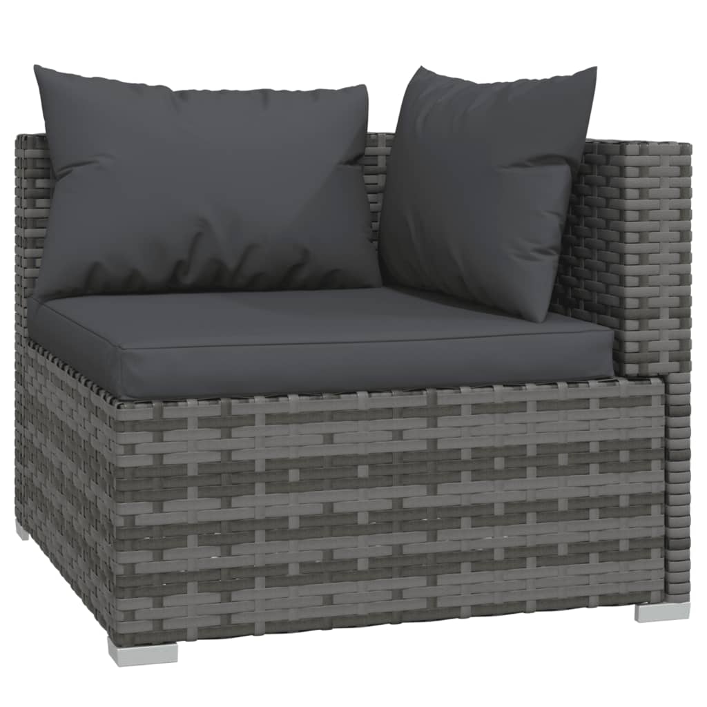 8-delige Loungeset met kussens poly rattan grijs