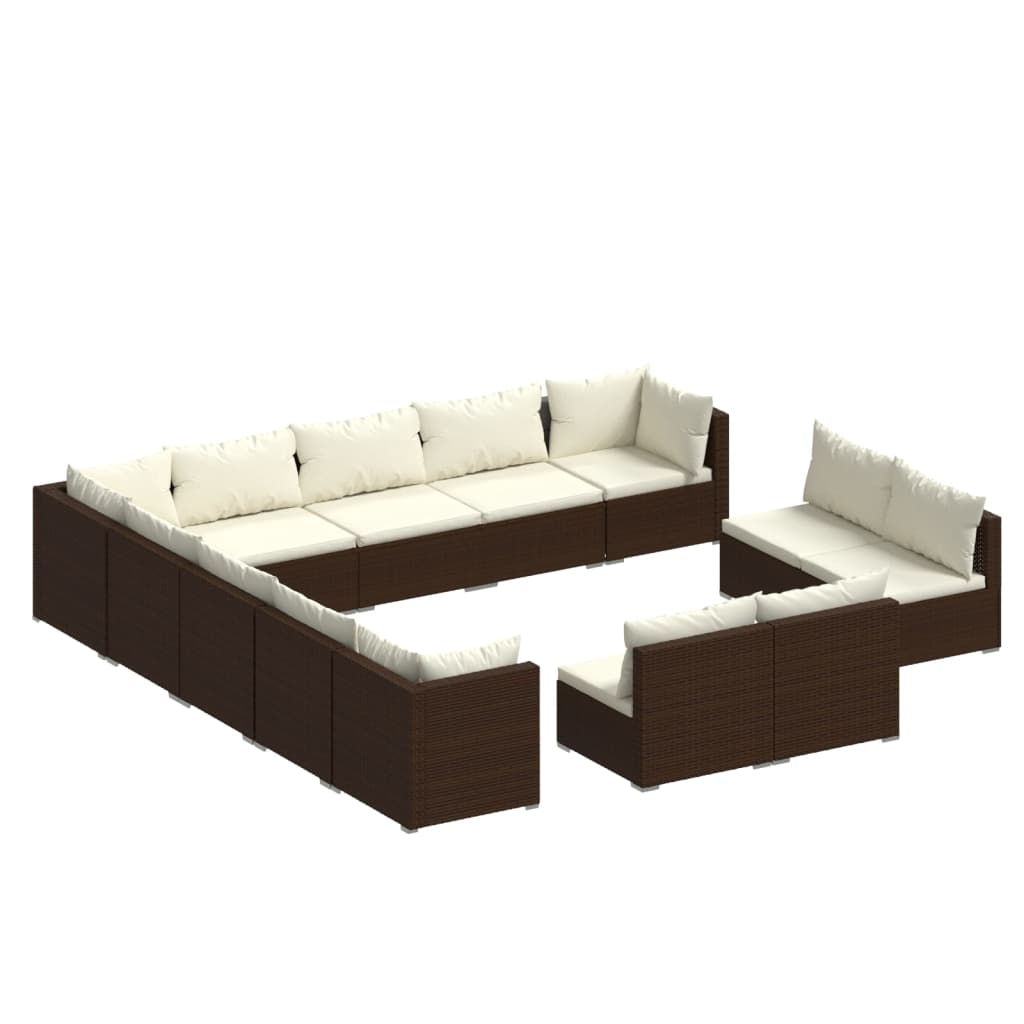 13-delige Loungeset met kussens poly rattan bruin Tuinsets | Creëer jouw Trendy Thuis | Gratis bezorgd & Retour | Trendy.nl