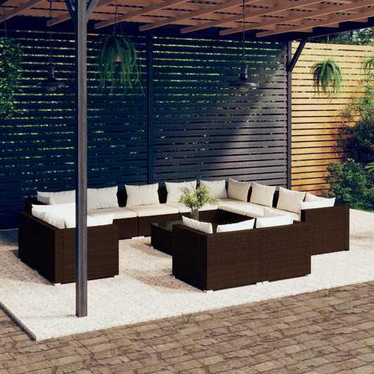 13-delige Loungeset met kussens poly rattan bruin Tuinsets | Creëer jouw Trendy Thuis | Gratis bezorgd & Retour | Trendy.nl