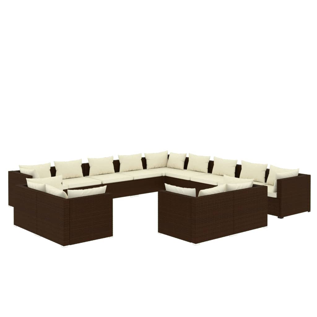 13-delige Loungeset met kussens poly rattan bruin Tuinsets | Creëer jouw Trendy Thuis | Gratis bezorgd & Retour | Trendy.nl