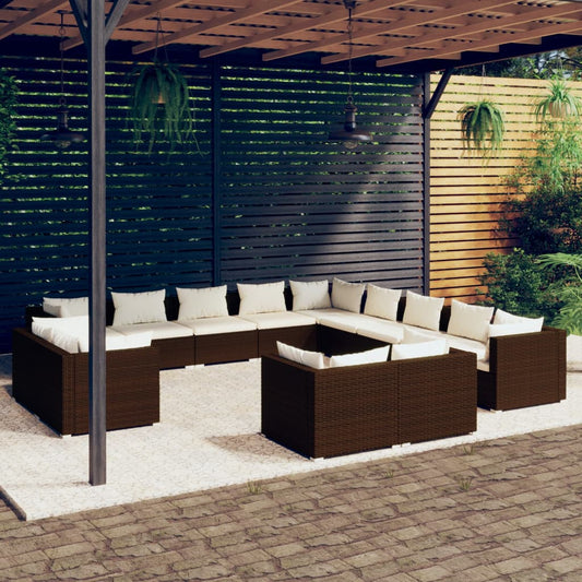 13-delige Loungeset met kussens poly rattan bruin Tuinsets | Creëer jouw Trendy Thuis | Gratis bezorgd & Retour | Trendy.nl