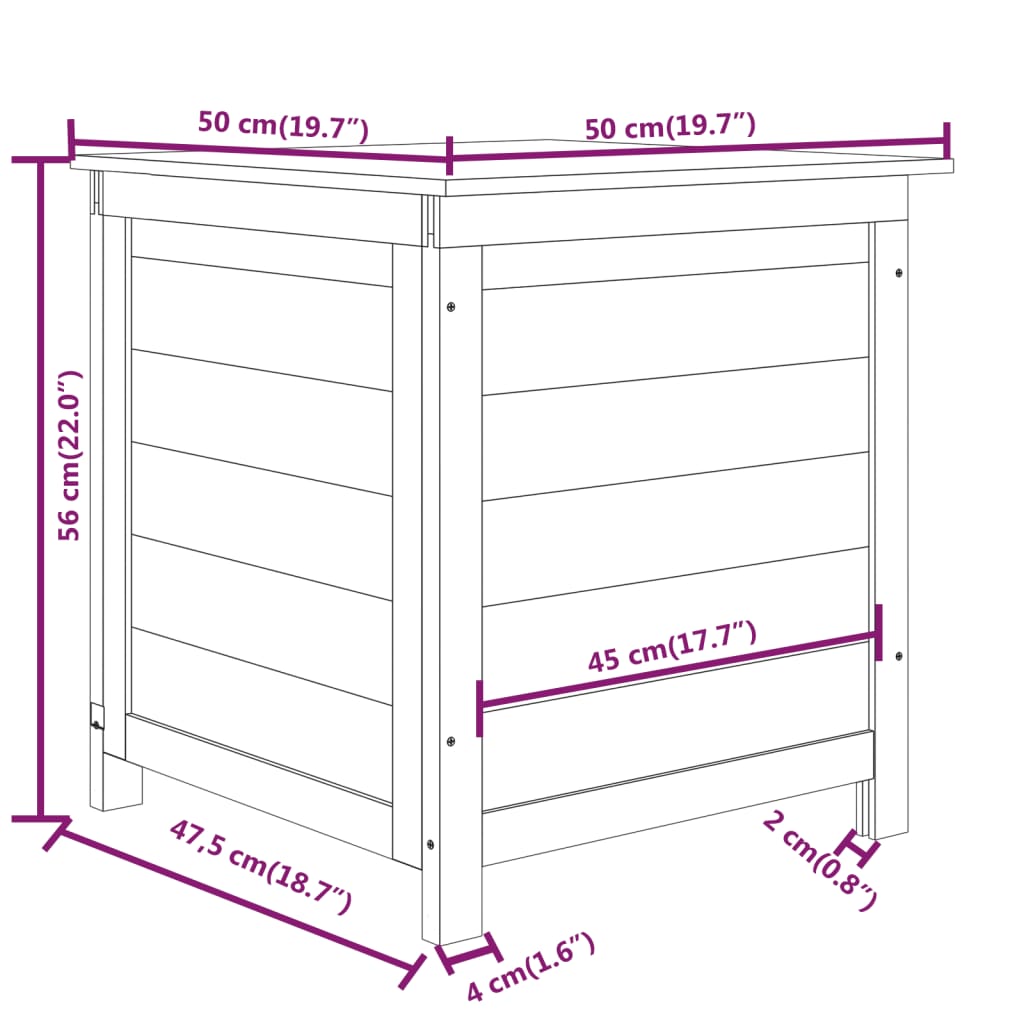 Kussenbox 50x50x56 cm massief vurenhout Opbergboxen voor buiten | Creëer jouw Trendy Thuis | Gratis bezorgd & Retour | Trendy.nl