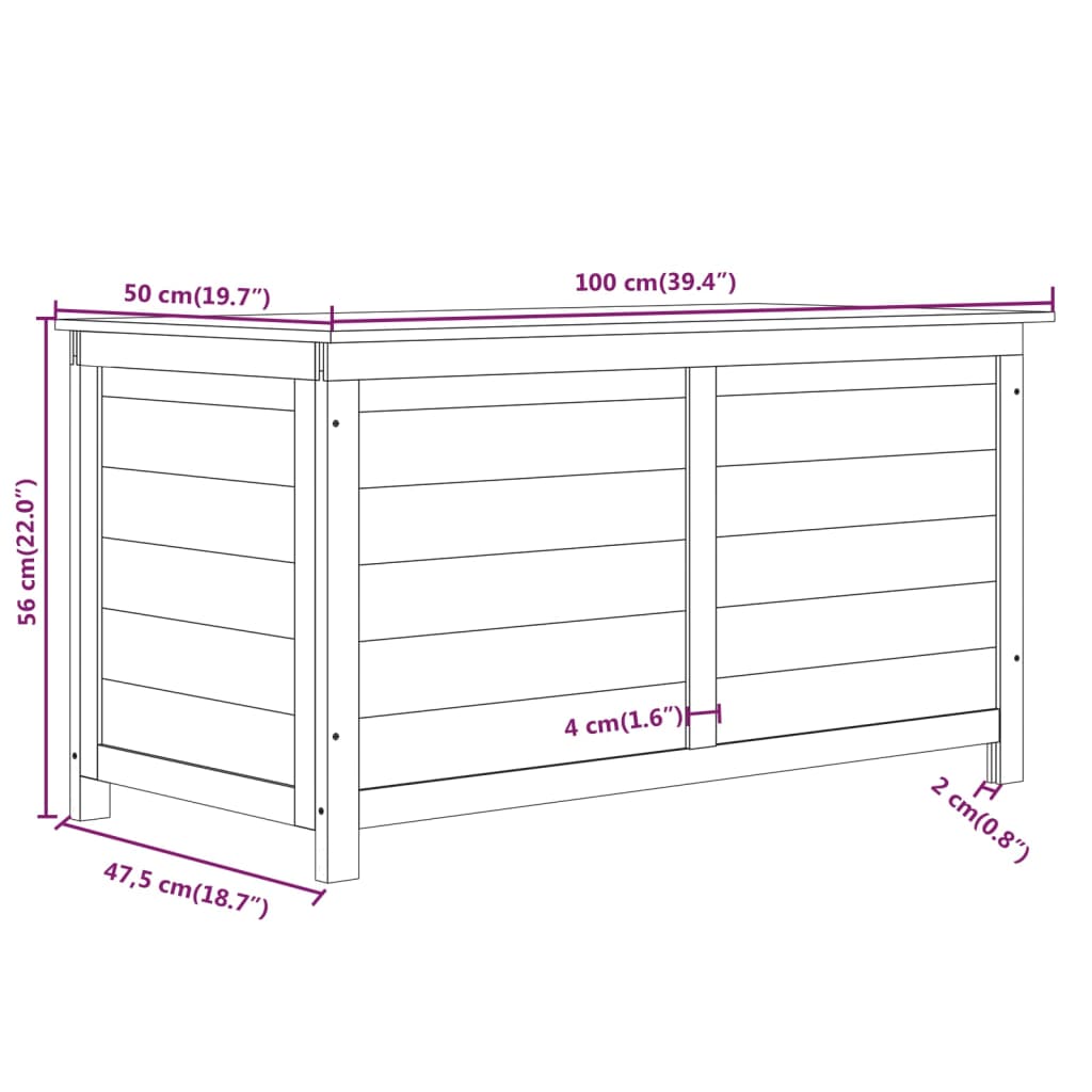 Kussenbox 100x50x56 cm massief vurenhout bruin Opbergboxen voor buiten | Creëer jouw Trendy Thuis | Gratis bezorgd & Retour | Trendy.nl