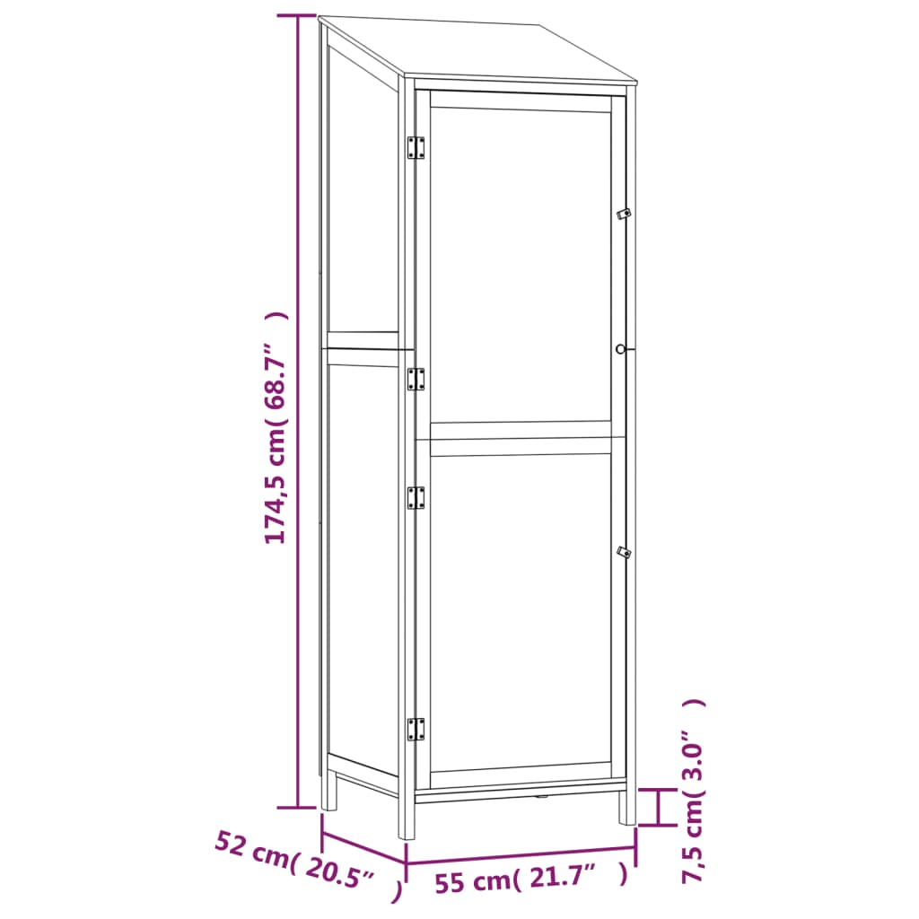 Tuinschuur 55x52x174,5 cm massief vurenhout antracietkleurig Tuinhuizen | Creëer jouw Trendy Thuis | Gratis bezorgd & Retour | Trendy.nl