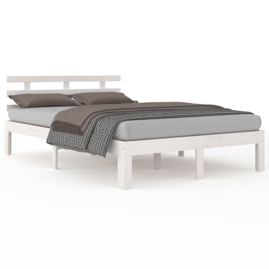 Bedframe massief hout wit 135x190 cm 4FT6 Double Bedden & bedframes | Creëer jouw Trendy Thuis | Gratis bezorgd & Retour | Trendy.nl