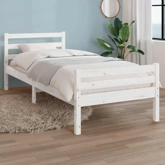 Bedframe massief hout wit 90x190 cm